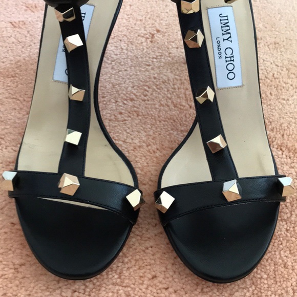 ⭐️HP⭐️JIMMY CHOO Lamba Cube Studded Leather Heels - Picture 5 of 8